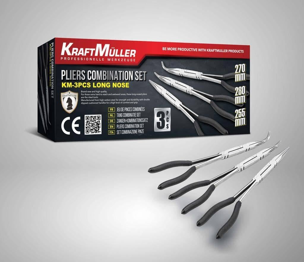 Set de 3 pinces longs becs courbés KraftMüller, Enlèvement, Neuf