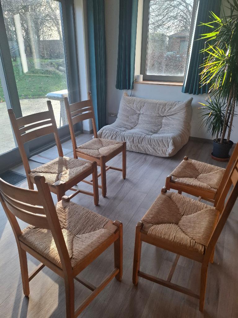 5 stoelen te koop, Ophalen, Ancien, Gebruikt, Bruin