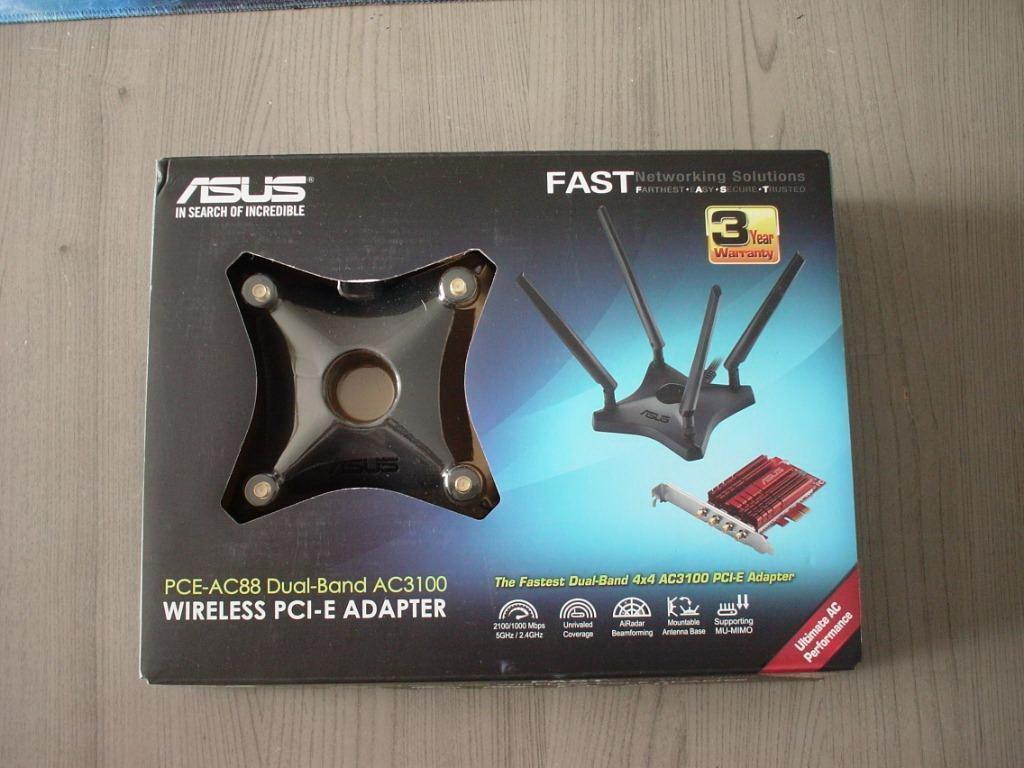 ASUS AC-88 Dual-band AC3100 Wireless PCIe-adapter, Ophalen of Verzenden, Zo goed als nieuw, Intern, Asus