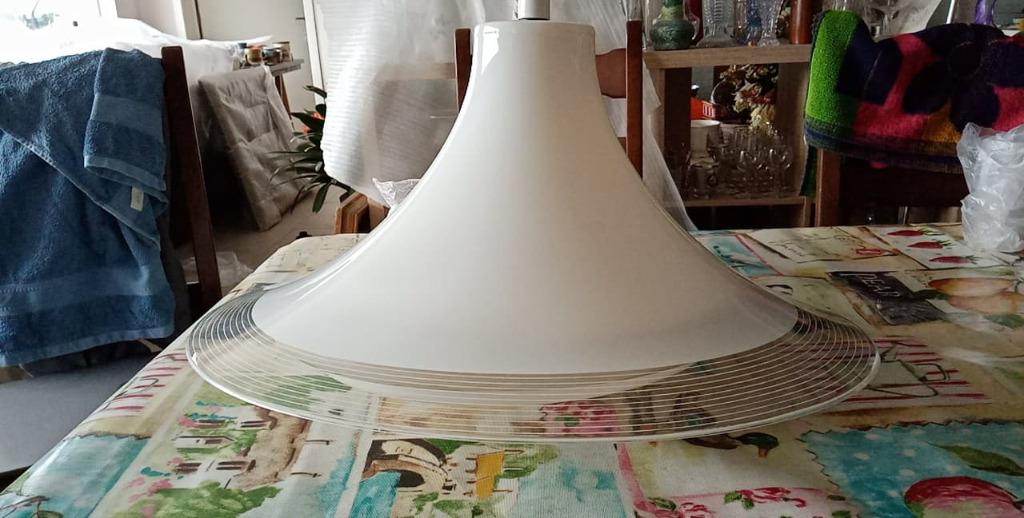 hanglamp Ufo lamp heksenhoed wit, Kunststof, Gebruikt, Vintage, Ophalen of Verzenden
