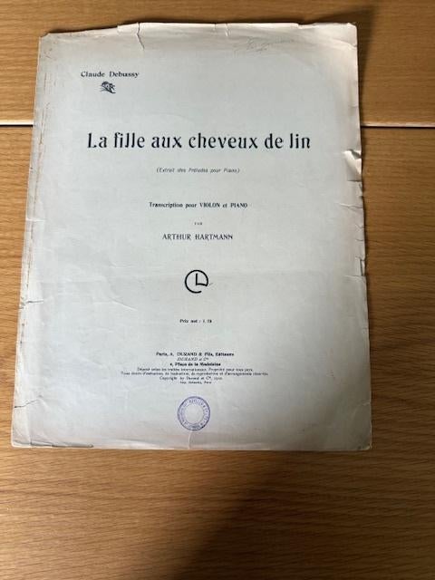 Debussy, La fille aux cheveux de lin, Muziek en Instrumenten, Gebruikt, Klassiek, Ophalen of Verzenden, Artiest of Componist