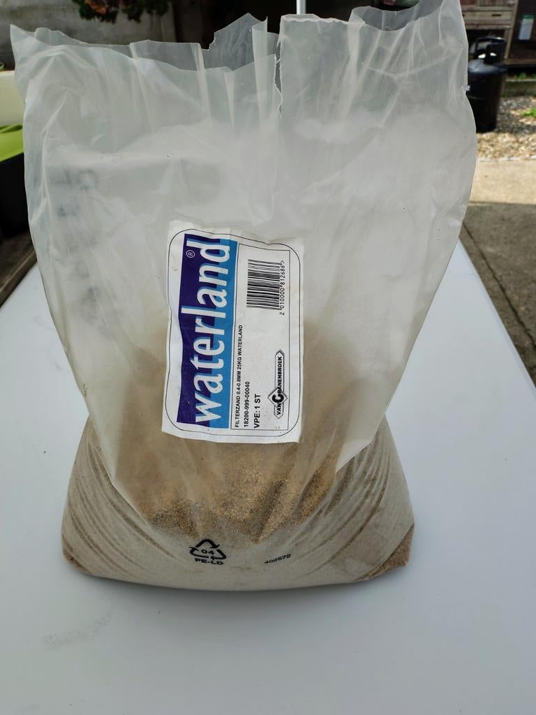 Filterzand 0,4-0,8 mm 13kg waterland, Tuin en Terras, Ophalen, Zo goed als nieuw