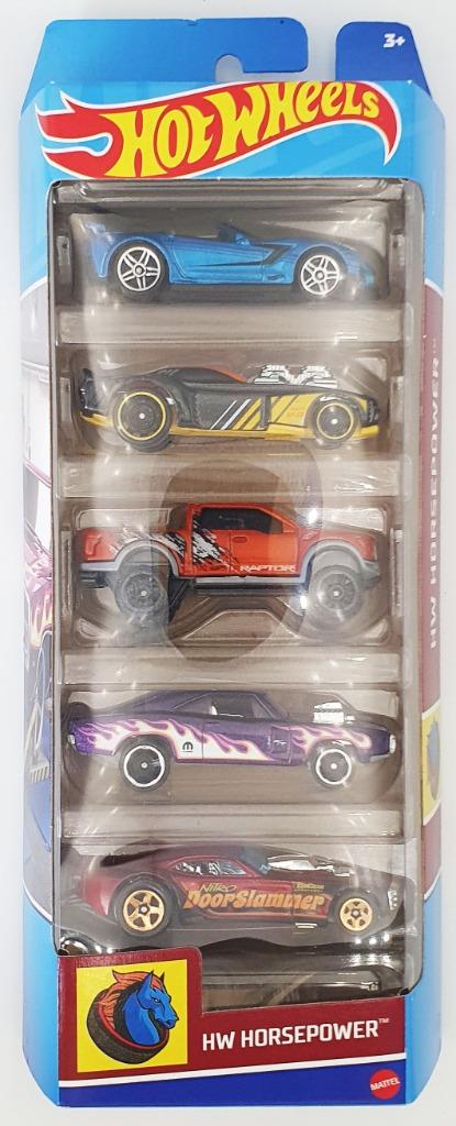 Hot Wheels 'HW Horepower' Blister pack - 5 Cars, Envoi, Neuf