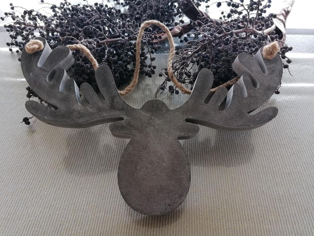 Kerstdecoratie, houten rendier/eland om op te hangen, Ophalen of Verzenden