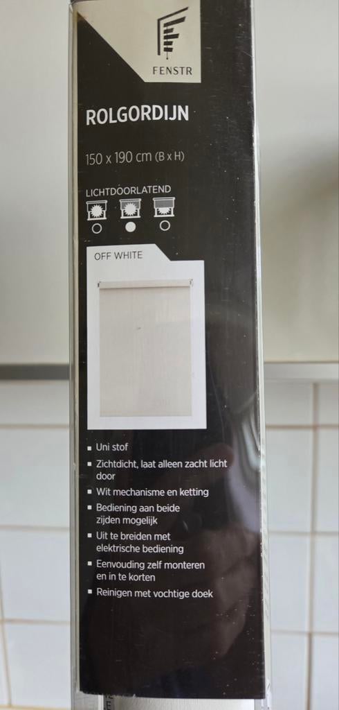 Nouveau store enrouleur blanc cassé translucide 150 x 190 cm, Enlèvement, Neuf, Blanc