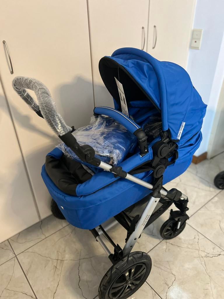 Blauwe kinderwagen, Kinderen en Baby's, Kinderwagens en Combinaties, Nieuw, Verstelbare duwstang, Ophalen, Kinderwagen