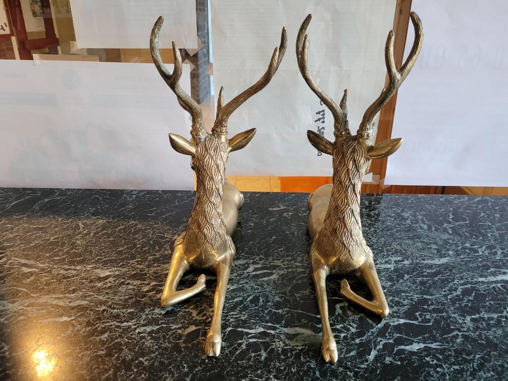 1 paar herten van verguld brons, Antiek en Kunst, Ophalen of Verzenden, Brons