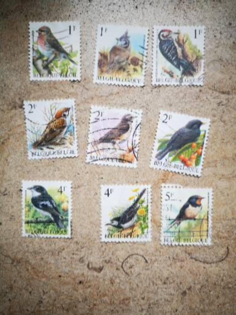 9 postzegels België vogels, Ophalen of Verzenden
