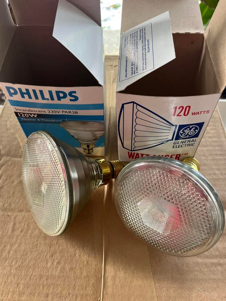 Philips en General Electric warmte lamp gloeilamp 120w, Dieren en Toebehoren, Reptielen en Amfibieën | Toebehoren, Nieuw, Verlichting