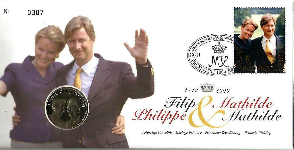België 1999 - Numisletter OBP 2856 Prinselijk huwelijk, Enlèvement ou Envoi, Non oblitéré, Gomme originale, Maison royale