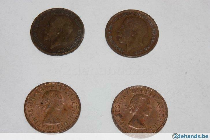4 Muntstukken - Groot-Brittanië - ONE PENNY (1917 -1967, Enlèvement ou Envoi