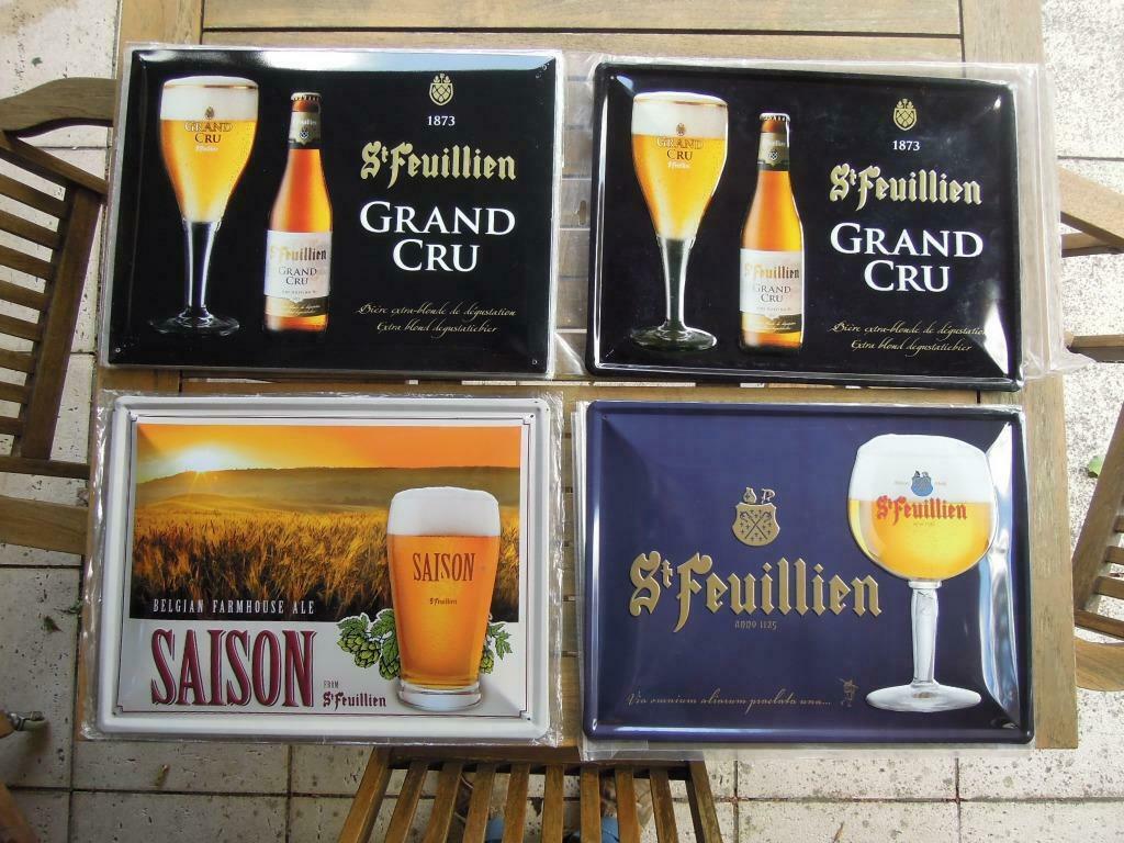 verzameling bier St-Feuillien Grand Cru - Saison muurplaat, Verzamelen, Ophalen of Verzenden, Nieuw, Reclamebord, Plaat of Schild