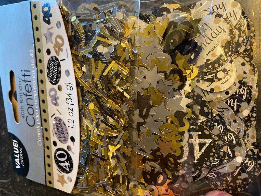 Versiering 40 jaar: ballon- slingers-5 zakjes confetti, Ophalen of Verzenden, Nieuw