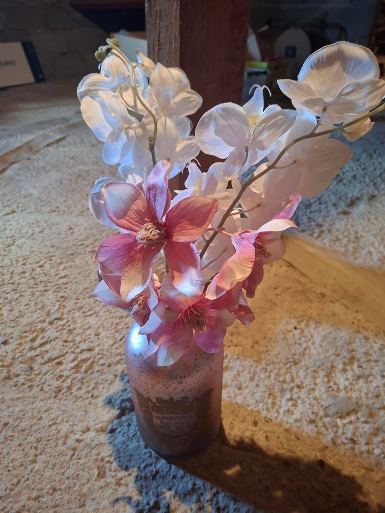 Vase à fleurs en verre rose de style vintage — Maison's Pate, Enlèvement, Comme neuf, Intérieur
