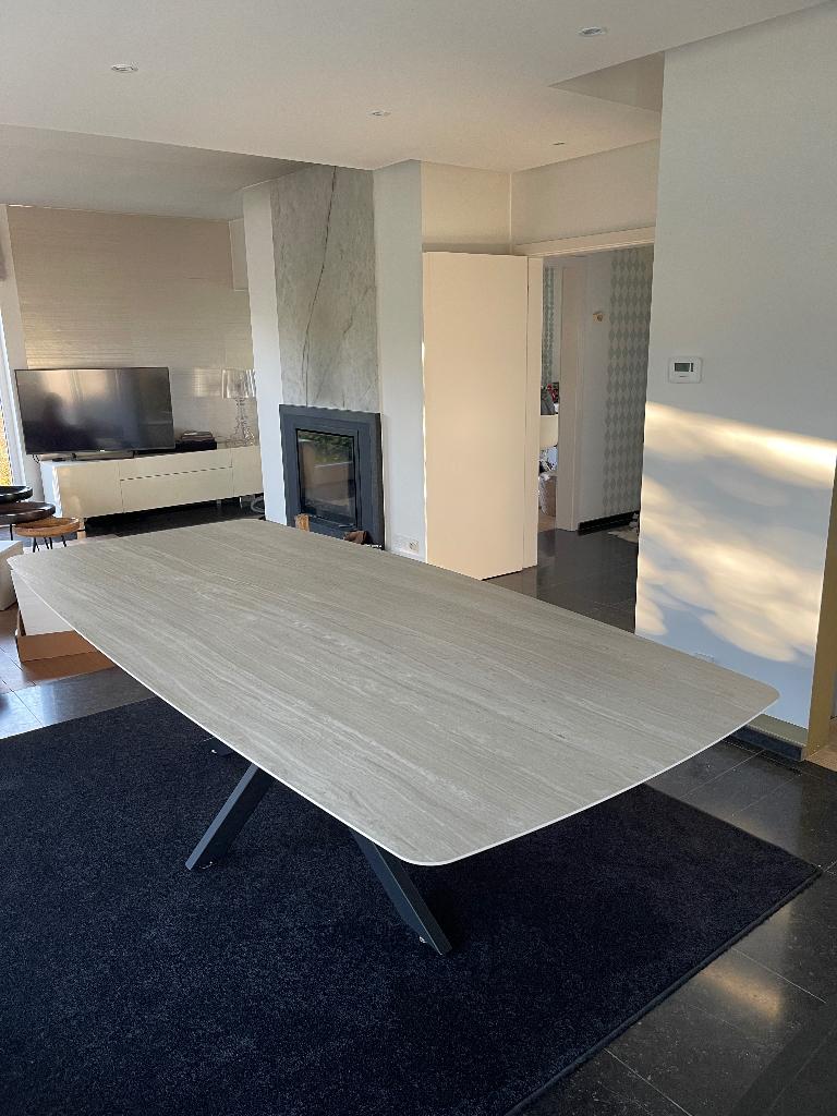 Table en céramique travertin 10 personnes 264x118cm neuve, Maison & Meubles, Tables | Tables à manger, Neuf, 100 à 150 cm, Enlèvement