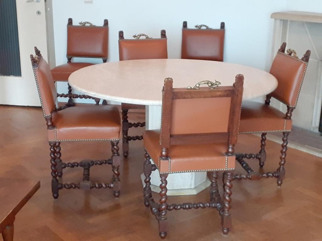 4 Lion Head stoelen - Zeer goede staat -!! naar 1190 FOREST!, Gebruikt, Bruin, Vier, Ophalen