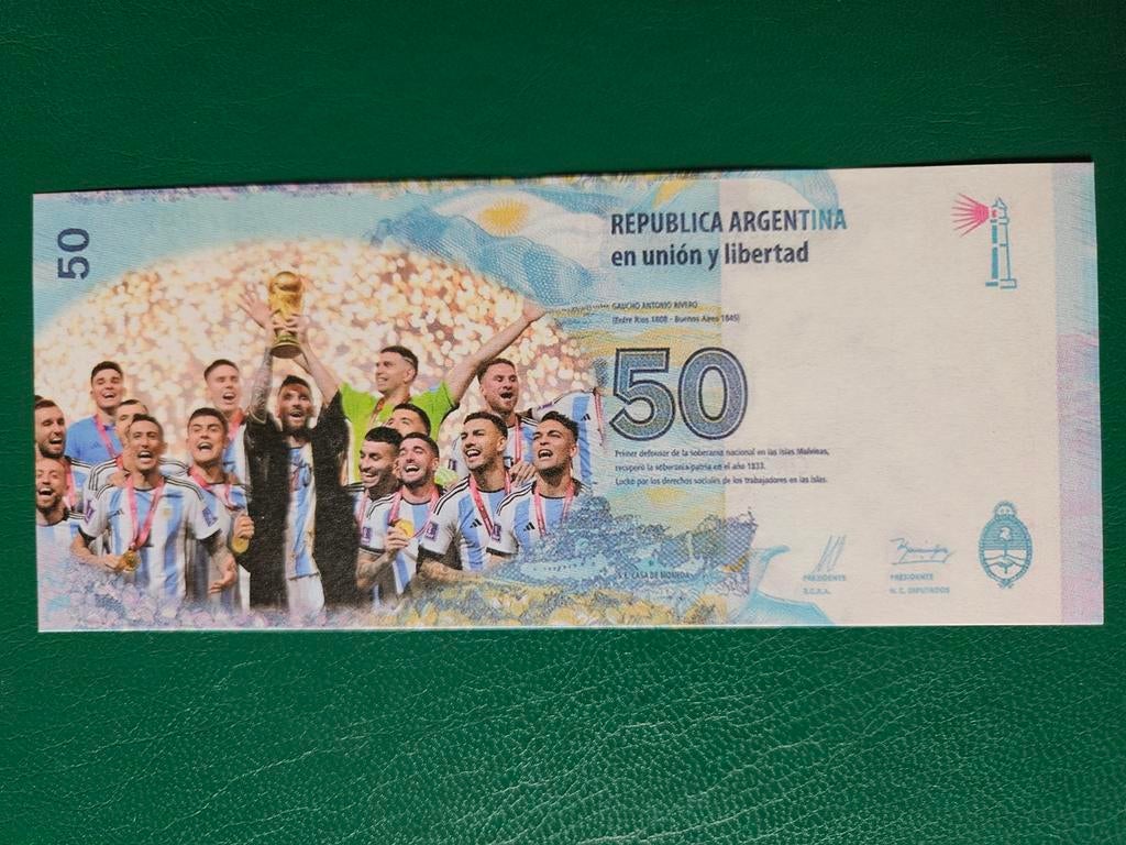 50 pesos Argentinië voetbal UNC, Ophalen of Verzenden