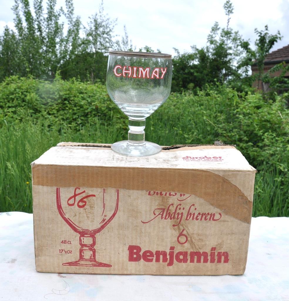 6 verres a biere chimay lettre blanche et rouge, Verzamelen, Ophalen of Verzenden, Zo goed als nieuw, Glas of Glazen, Overige merken