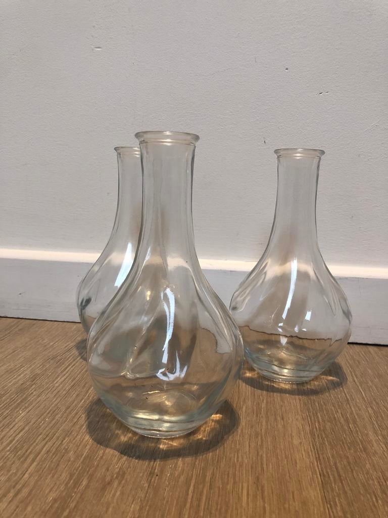 3 glazen vaasjes van Ikea, Overige kleuren, Ophalen of Verzenden, Minder dan 50 cm, Glas