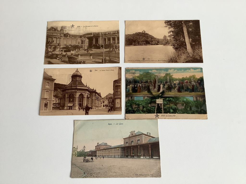 5 cartes postales anciennes pédestres Spa, Collections, Enlèvement ou Envoi, 1920 à 1940, Affranchie, Liège