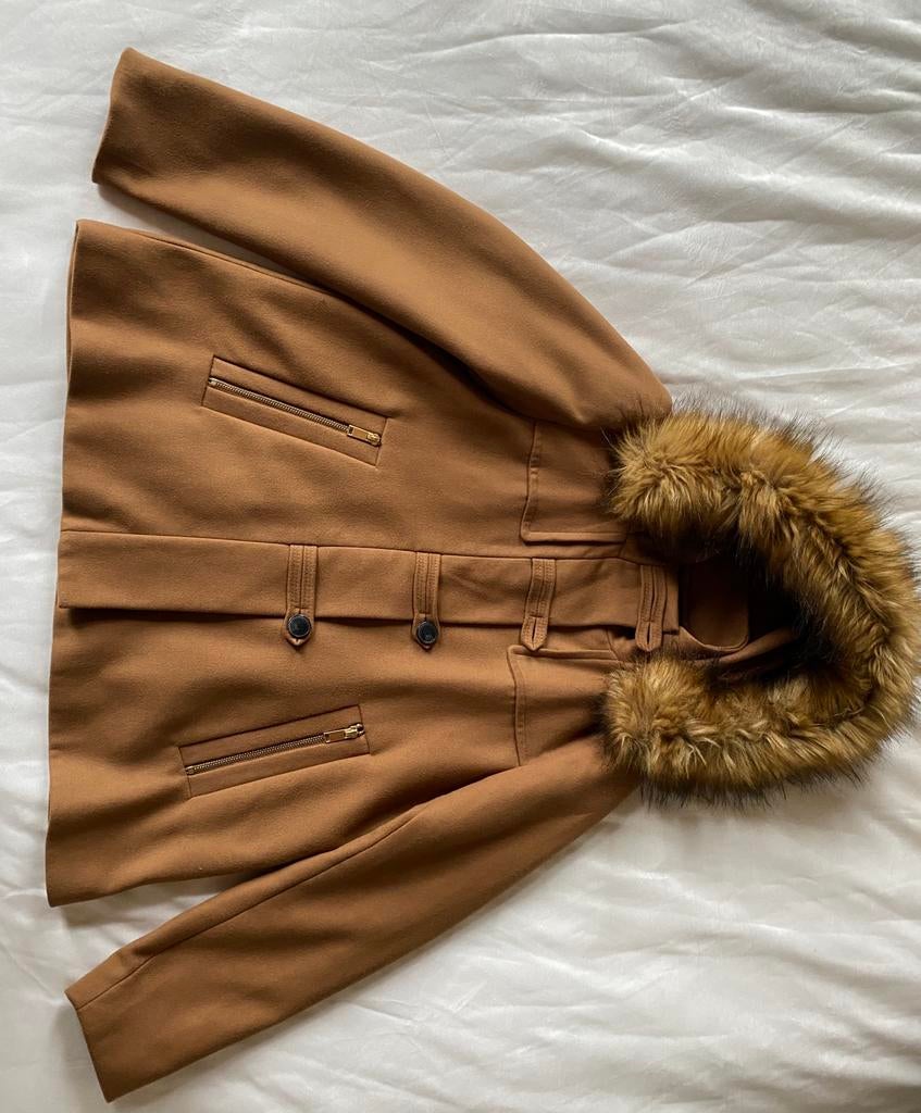 Mantel met kap Zara (M), Kleding | Dames, Maat 38/40 (M), Bruin, Ophalen of Verzenden, Zo goed als nieuw