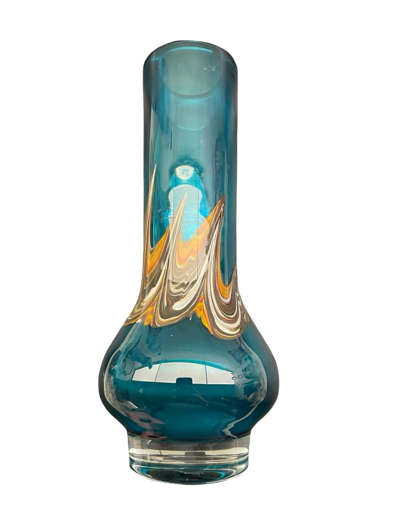 Blauwe artistieke glazen vaas door Heinrich Loonshardt, Antiek en Kunst, Antiek | Glaswerk en Kristal, Ophalen of Verzenden