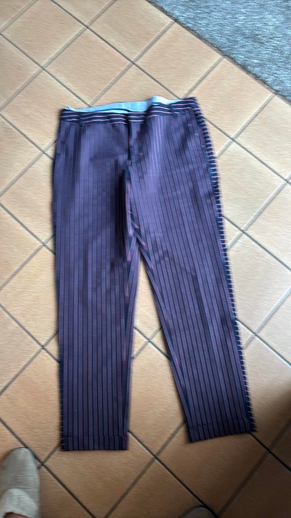 Xandres blauwe broek wit rode streep 42, Kleding | Dames, Broeken en Pantalons, Ophalen of Verzenden, Zo goed als nieuw, Wit