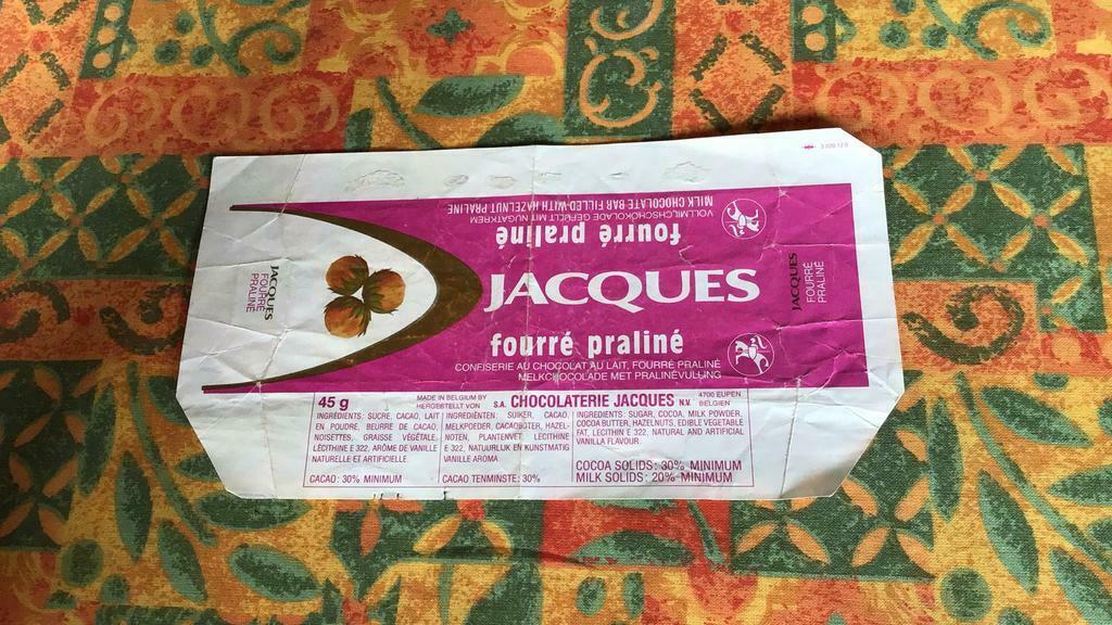 Jacques chocolade etiket (w3), Verzamelen, Ophalen of Verzenden, Gebruikt, Verpakking