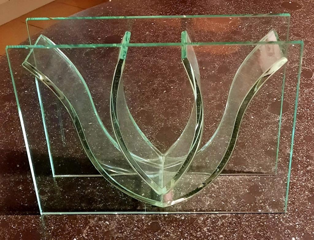 Vase design verre transparent, signé "encore et encore", Antiquités & Art, Enlèvement, Vase, Verre, Signé