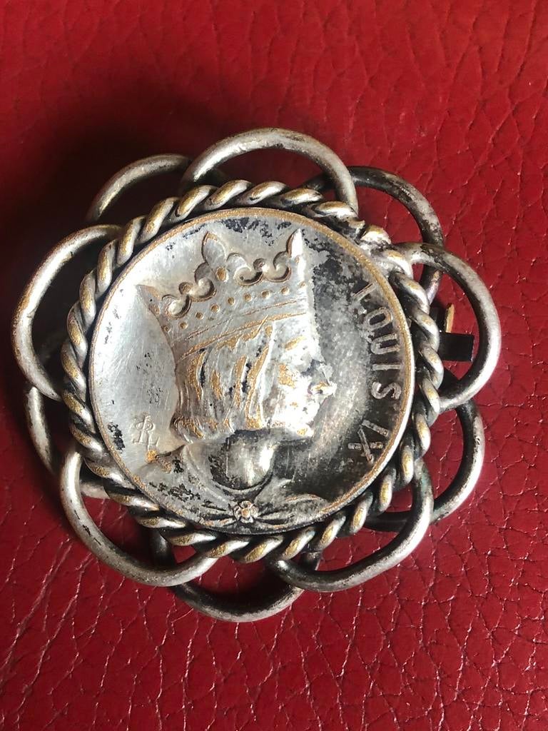 Broche in zilver en verzilverd brons, Ophalen of Verzenden, Zo goed als nieuw, Zilver, Brons