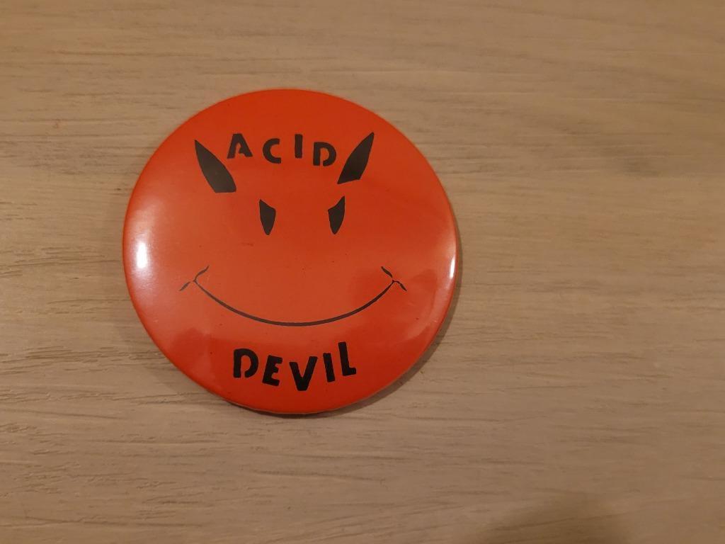 Vintage Acid New Beat en Acid House op zak, Ophalen of Verzenden, Zo goed als nieuw, Button