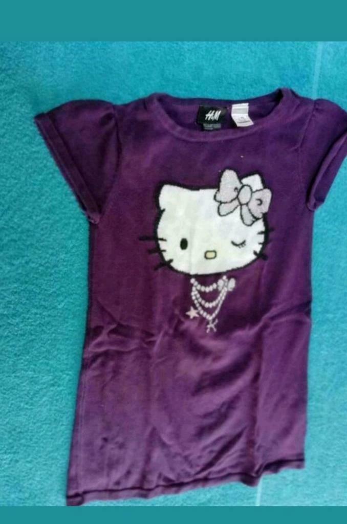 Paars kleedje lange mouw Hello Kitty H & M maat 110, Gebruikt, Meisje, H&M, Ophalen of Verzenden