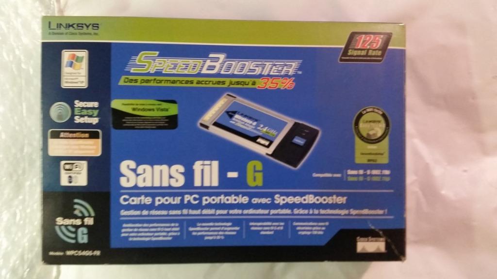 Carte pc portable linksys wpc54gs., Enlèvement, Utilisé, Interne, Linksis