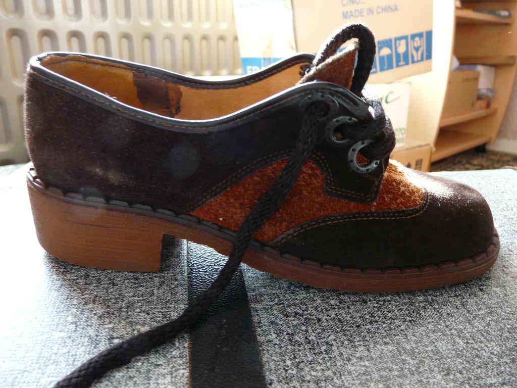 Vintage schoenen in nubuck leder . Tweekleurig bruin maat 37, Ophalen, Bruin, Wandelschoenen, Gedragen