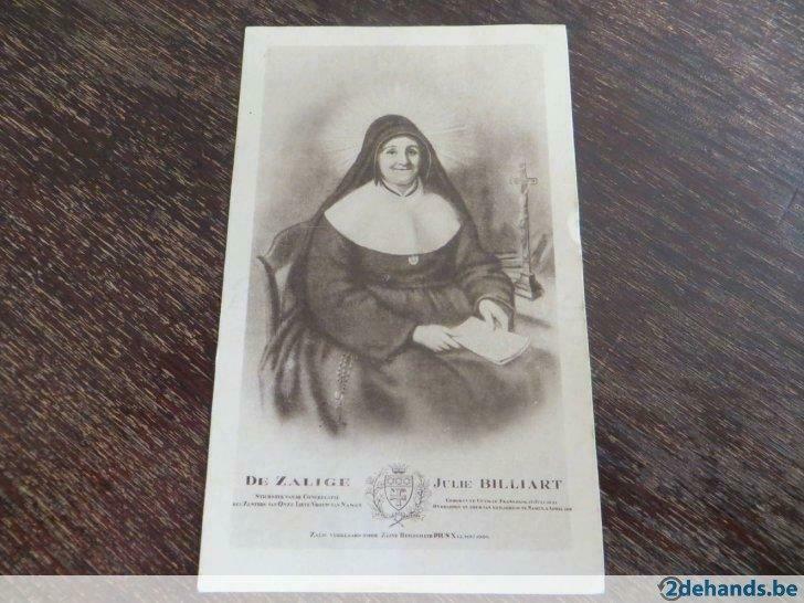 ancienne prière / carte commémorative Bienheureuse Julie Bil, Enlèvement ou Envoi, Image pieuse