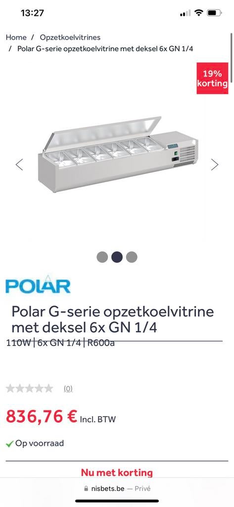 Saladette opzetkoelvitrine in goede staat, Ophalen, Gebruikt, Meubilair