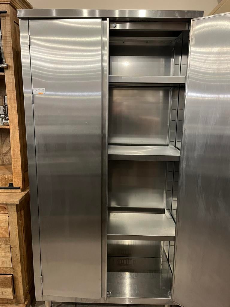 Horeca:Armoire 1m x 44 cm x 2 m, 4 étagères, Articles professionnels, Mobilier en inox, Enlèvement, Utilisé, Nicole & Co