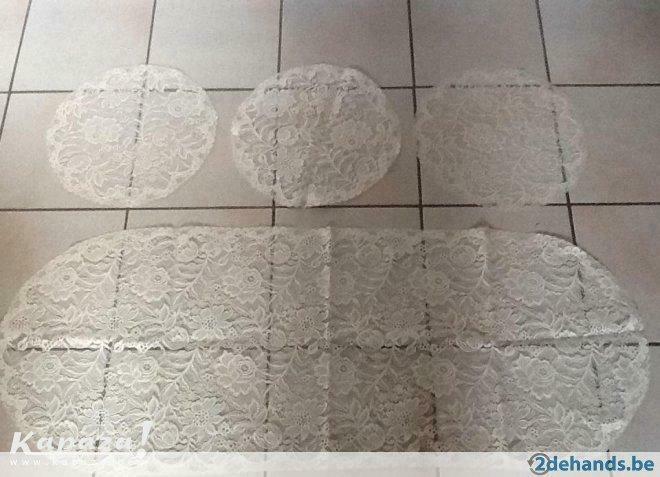 Ovalen tafelloper + 3 bijpassende sierdoekjes, Ophalen of Verzenden, Gebruikt
