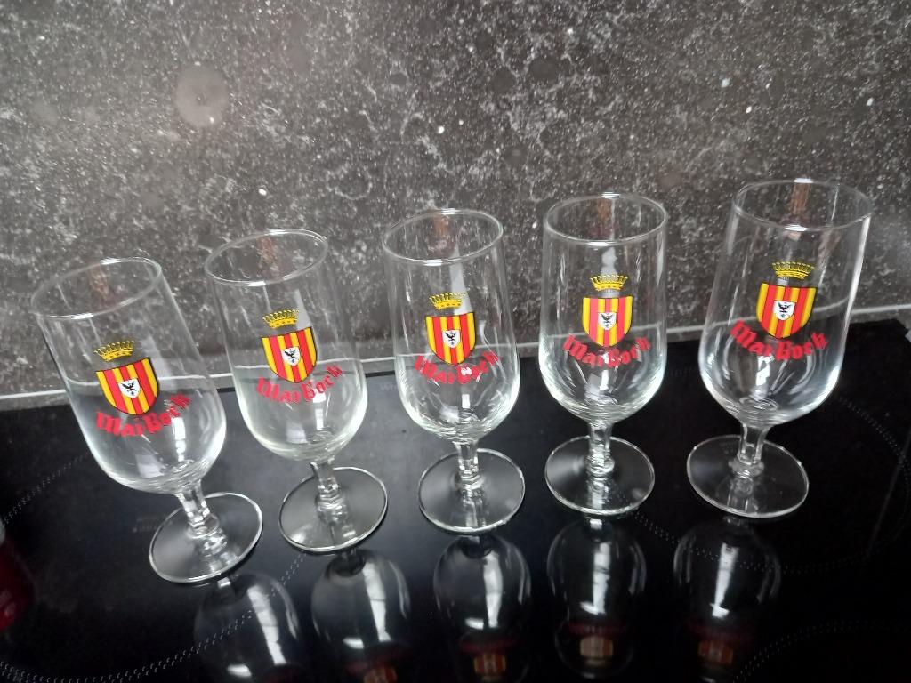 Set van 5 bierglazen Mai Bock, Verzamelen, Ophalen of Verzenden