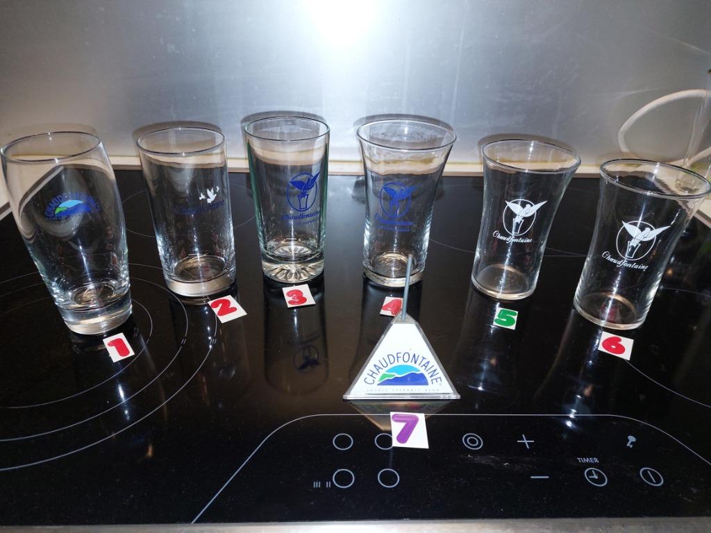 Chaudfontaune glazen, Verzamelen, Glas en Drinkglazen, Zo goed als nieuw, Waterglas, Ophalen of Verzenden