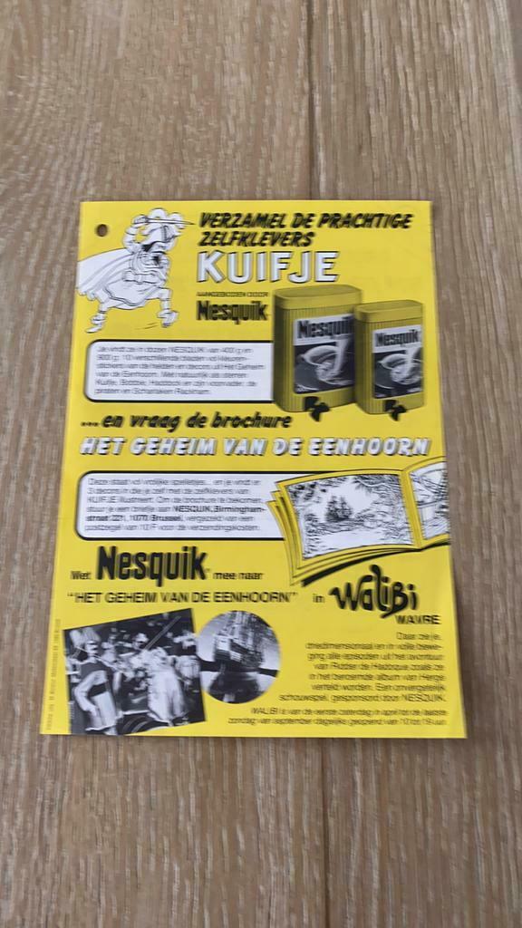 Kuifje tintin wedstrijdformulier nesquik walibi 1982, Enlèvement ou Envoi, Tintin, Neuf