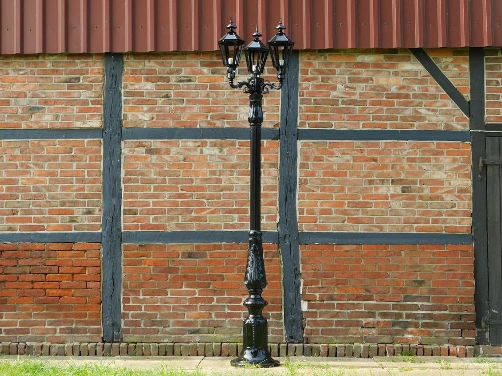 Lantaarnpaal Driekroon - 295 cm - Alu, Antiek en Kunst, Ophalen of Verzenden