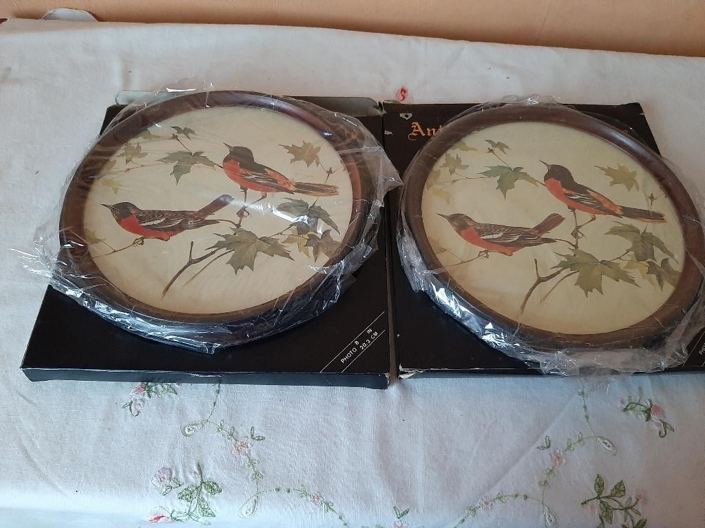 Set van 2 ronde  fotokader in fijn hout, Huis en Inrichting, Ophalen, Zo goed als nieuw, Hout