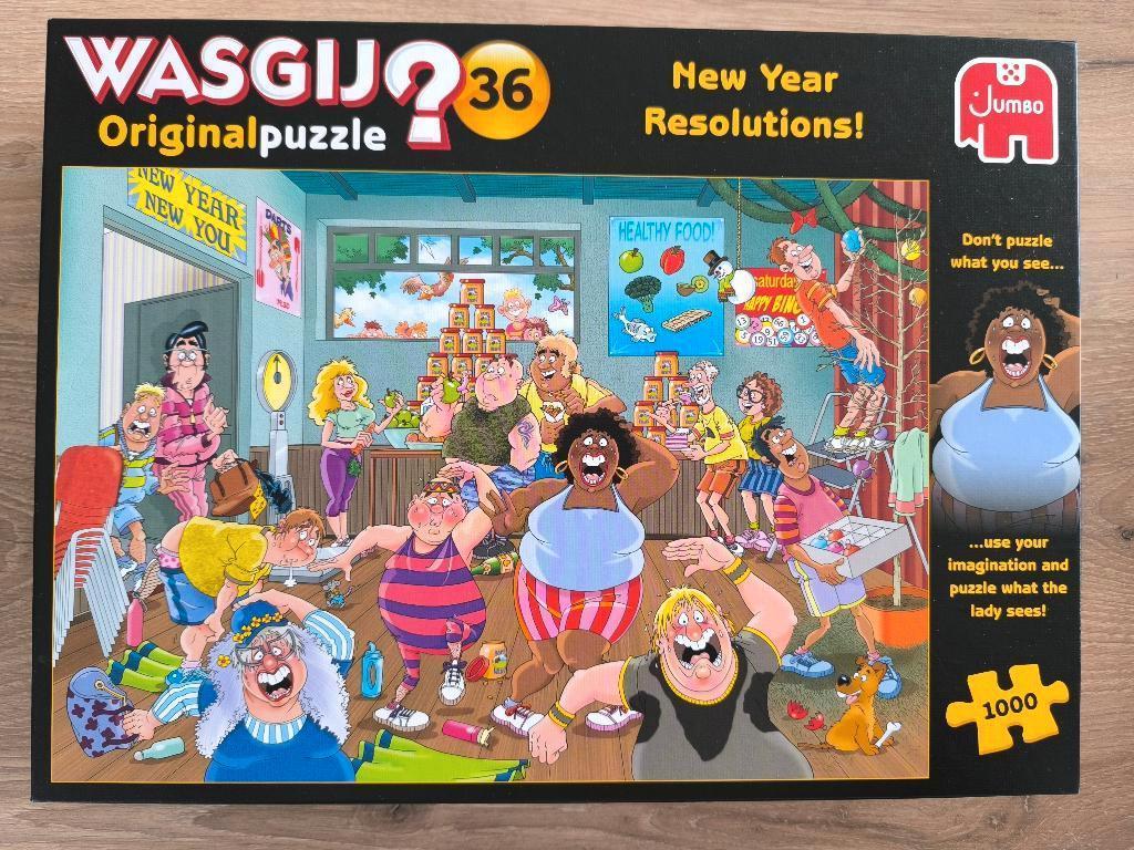 Wasgij original 36 - new year resolutions 1000 st, Ophalen, 500 t/m 1500 stukjes, Zo goed als nieuw, Legpuzzel