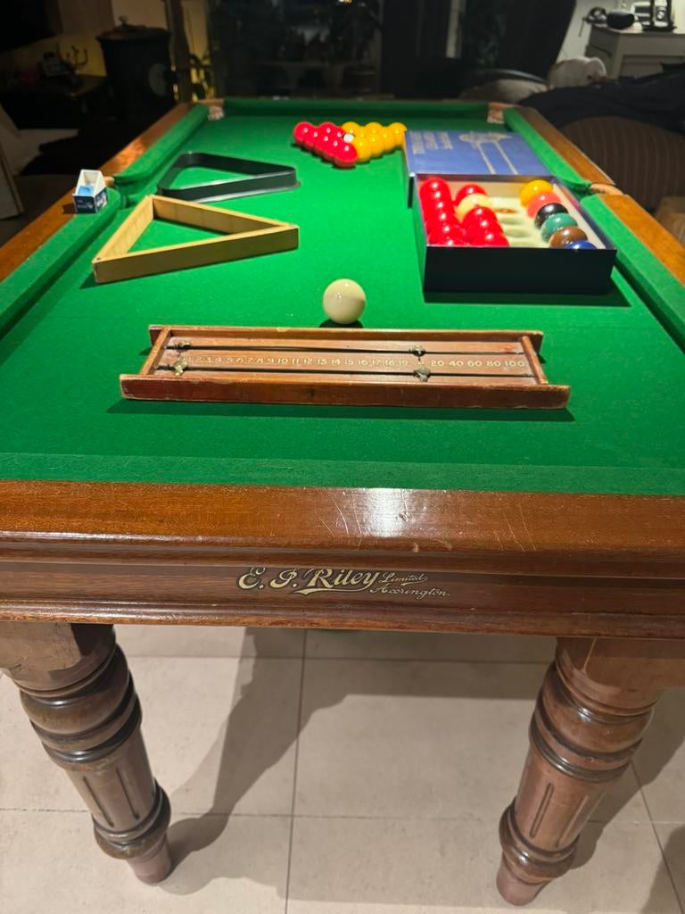 Pooltafel-snookertafel  (antiek) in supper staat, Enlèvement ou Envoi, Utilisé, Table de billard