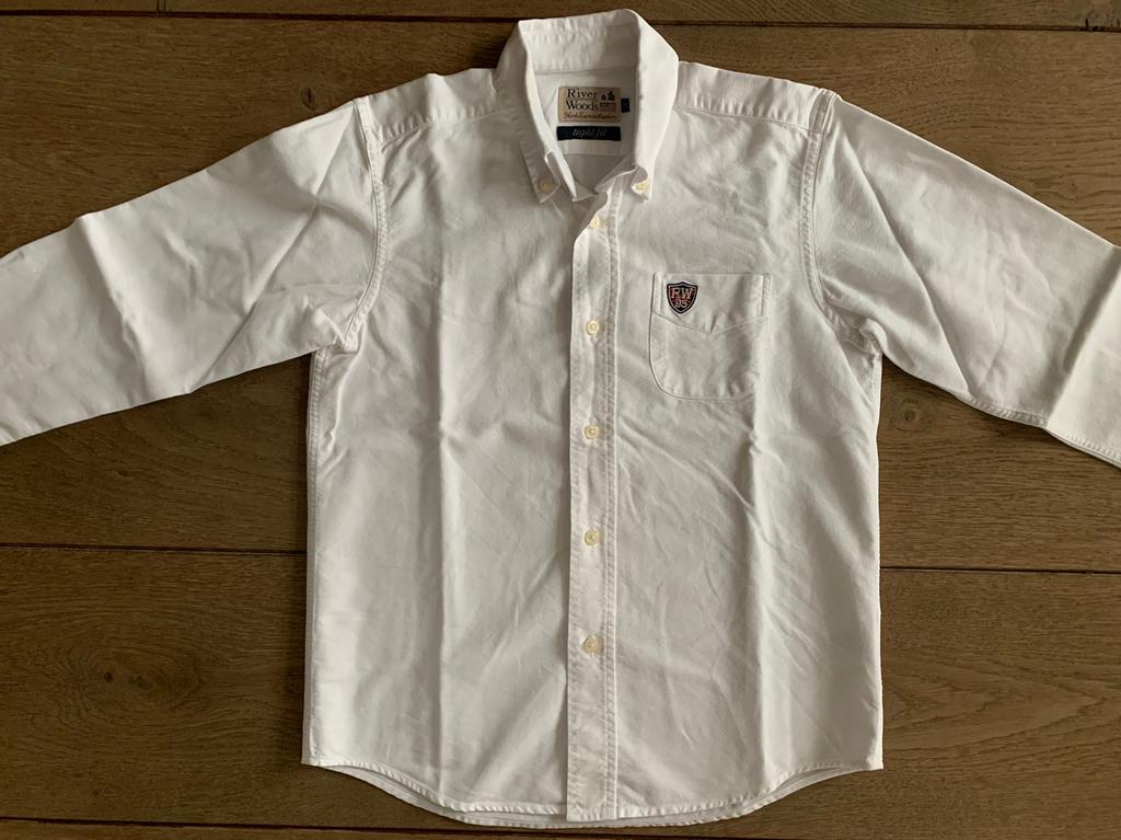River Woods wit hemd maat 128 Nieuwstaat, Kinderen en Baby's, Kinderkleding | Maat 128, River Woods, Overhemd of Blouse, Ophalen of Verzenden