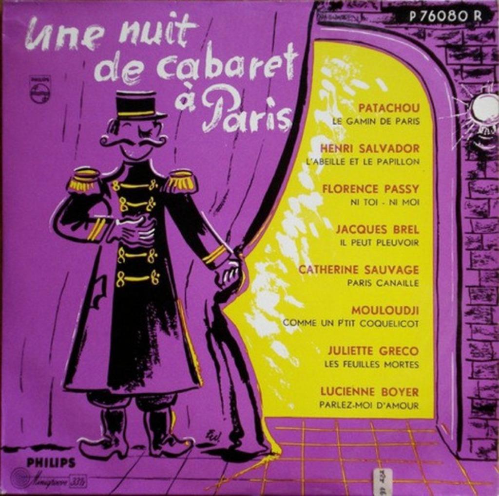 UNE NUIT DE CABARET A PARIS - BREL - H.SALVADOR 10" VINYL, Envoi, Utilisé, 10 pouces