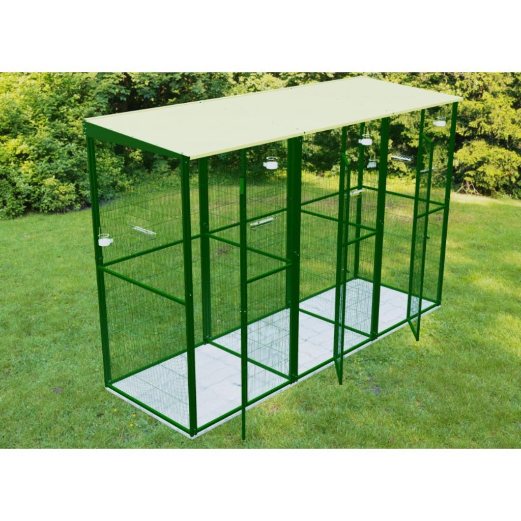 Volière jardin 3x1x2 m séparé en trois cage oiseau canari, Envoi, Neuf, Métal, Volière