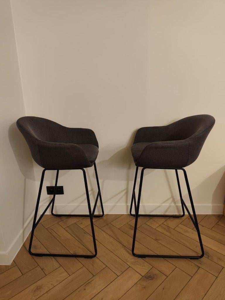 Barkrukken 2x (Donkergrijs), Huis en Inrichting, Ophalen, Met voetsteun, Zo goed als nieuw, 90 cm of meer