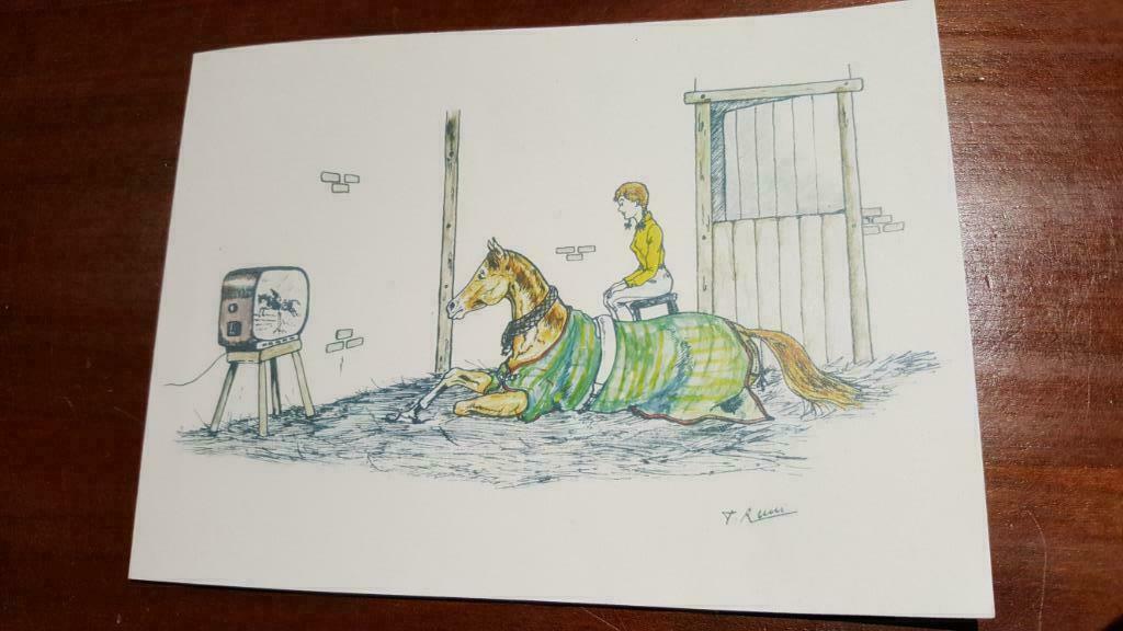 copie dessin original HERGE - voeux francois MATHY - JUMPING, Livres, Enlèvement ou Envoi, Comme neuf